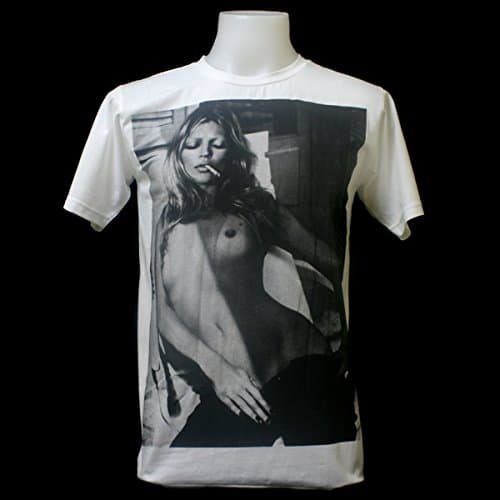 Ray Girl & Ray Guy Kate Moss Smoking in Jeans Model Unisex Slim-Fit T-shirt - X-Large