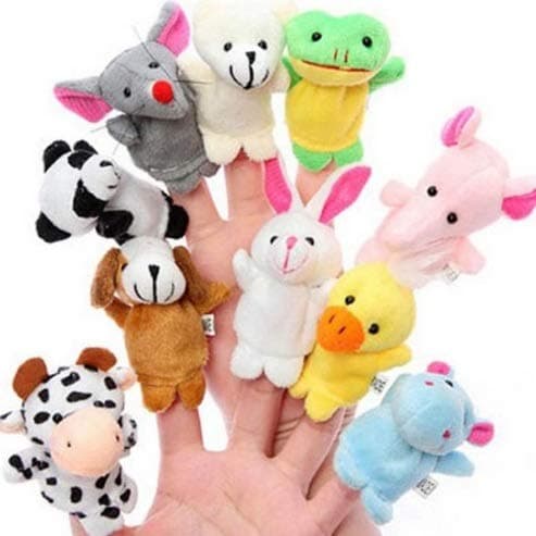 Cuttlefish Velvet Cute Animal Style Finger Puppets for Children, Shows, Playtime, Schools - 10 Animals Set