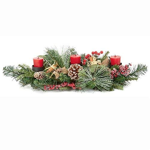 Premier Christmas Table Centrepiece Decoration 60cm Natural 3 Candle Holder