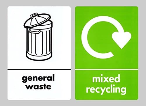 Recycling Bin Sticker Pack | 10cm x 15cm | General Waste & Mixed Recycling
