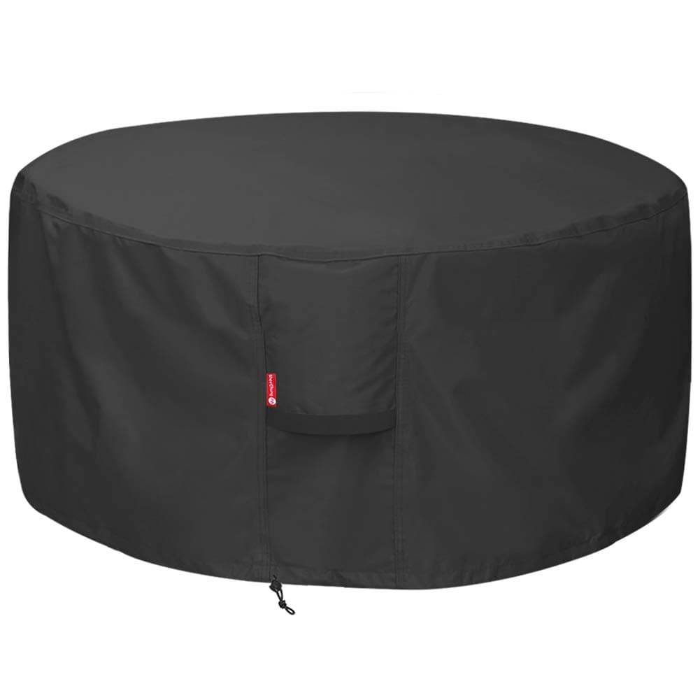 Fire Pit Cover for Solo Stove Bonfire | Ranger Surround - Waterproof 600D Heavy Duty Round Patio Fire Table Bowl Cover Shelter Black (Round - 44”D x 24”H)-Fits 38-44 inch Firepit/Bowl