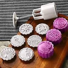 Moon Cake Mold With Stamps - Mid Autumn Festival DIY Decoration Press (Clouds 6Pcs)