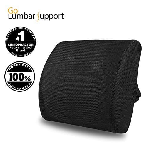 Memory Foam Lumbar Support Pillow for Lower Back Pain Relief Improve Posture, Orthopedic Design Back Cushion with Adjustable Strap and Mesh Cover for Office Chair Desk Car Seat Recliner Work Travel