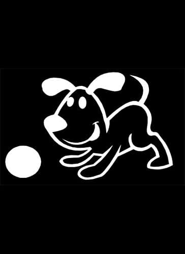 My Stick Figure Family Car Window Vinyl Stickers Dog with Ball PD4 - White