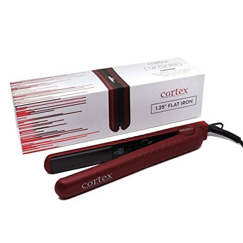 Cortex International Black Series Gemstone Infused Tourmaline Ceramic Plates 1.25 Inch Professional Flat Iron (Pink Matte)