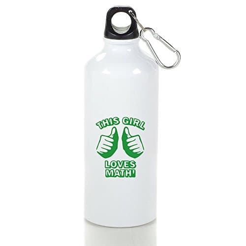 WATE This Gril Loves Math Aluminum Water Sports Bottle White For Traveling Climbing Hiking Biking