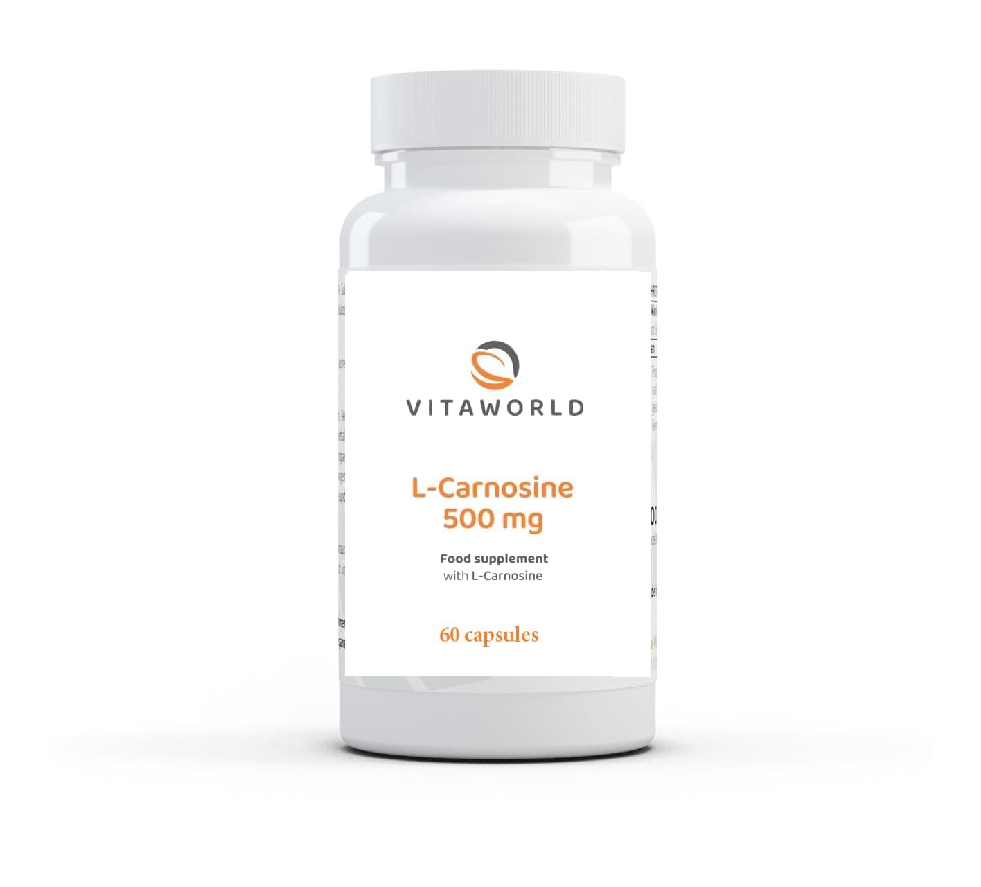 Vita World L-Carnosine 500mg 60 Capsules Made in Germany l Vegan l Highly-dosed l Amino Acid l 500 mg carnosine/Capsule