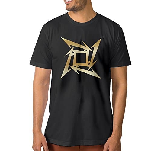 Metallica Star Gold Logo Black Men's T-shirts Apparel