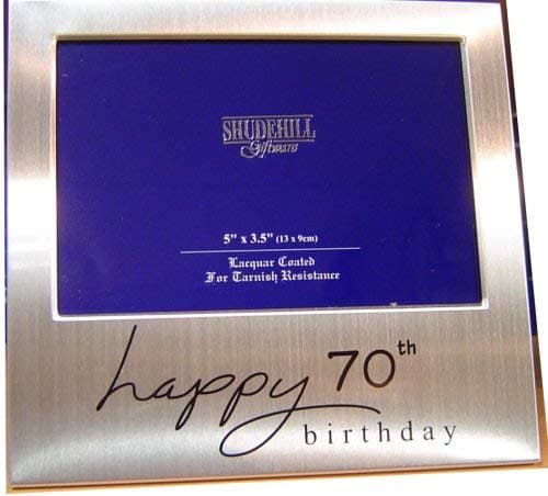 5" x 3" Happy 70th Birthday Photo Frame Occasion Gift Present 72270, silver