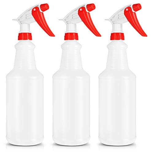 Plastic Spray Bottle 32 Ounce, Chemical Resistant with Fully Adjustable Head Sprayer for Chemical and Cleaning Solution (Pack of 3)
