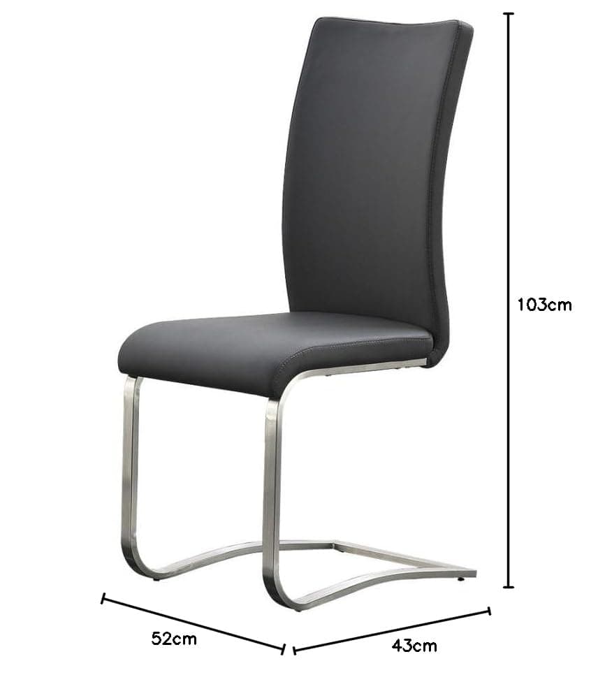 Robas Lund Schwinger Arco 2-Piece Set Stainless Steel Frame/Real Leather Cover/Approx. 43 x 103 x 52 cm grey