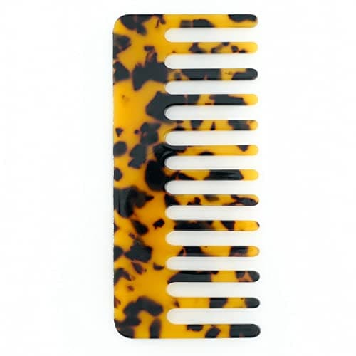Menesia Cellulose Wide Tooth Comb Detangler for Women's Curly, Thick Hair - Small Travel Comb with Case (Tortoise Shell Color)