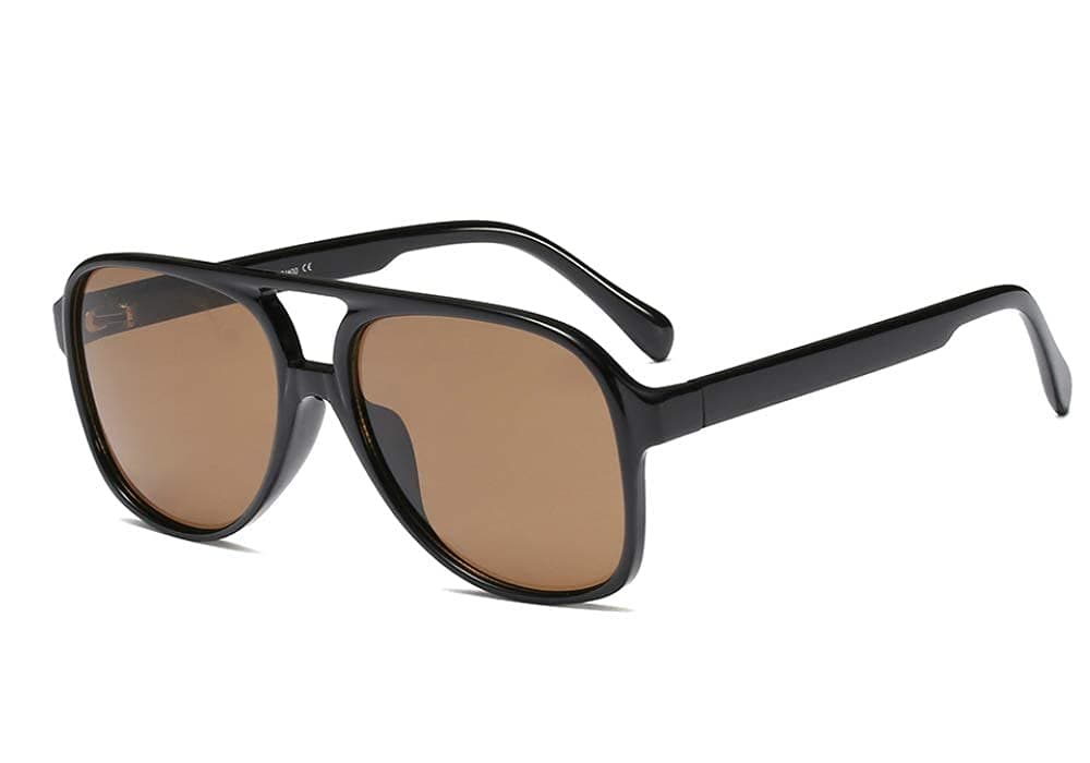 Vintage Retro 70s Sunglasses for Women Men Classic Large Squared Aviator Frame UV400 Trendy Orange Glasses