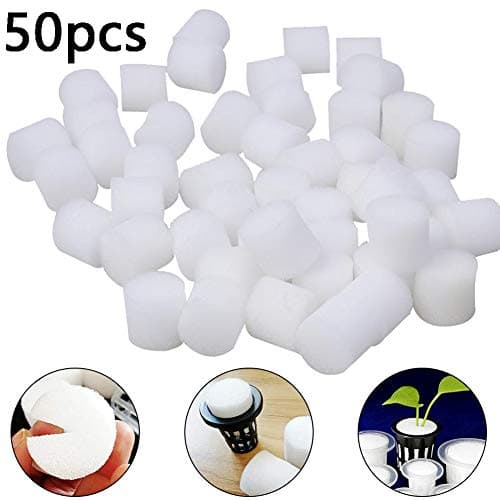 50 Pcs Hydroponics Sponge 44×30MM Seed Growing Media Cylindric Sponges Indoor Hydroponic Seed Starter Kit Planting Gardening Tools for Net Cup Pots Herb Vegetable Cultivation Garden Growing