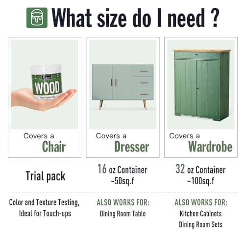 DWIL Matte Finish Furniture Paint - 32 Oz Wood Paint for Cabinets, Doors, Tables, and Dressers Refinishing - Water-Based, Non-Toxic & Odorless, Easy to Apply(Organza Green)-With Tools