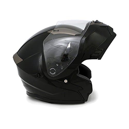 AVE A-48 Adventure Modular Flip-Up Motorcycle Helmet and Drop Down Sun Visor (Black, Medium)