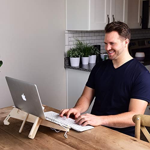 Deluxe Laptop Stand for Desk, Foldable + Adjustable Lap Top Computer & Notebook Stand for Healthy Posture, 3 Height Options for Table, Ventilated All Wood Ergonomic Design, Proudly Made in The USA
