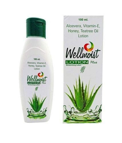 Wellmoist Plus Moisturising Lotion with Aloe Vera, Vitamin E, Honey, Tea Tree Oil - 100ml (Pack of 1)