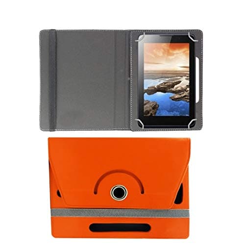 HELLO ZONE360� Rotating 7� Inch Flip Case Cover Book Cover for Scomp Techno Tab Plus -Orange