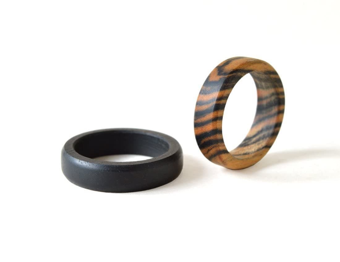 Ebony Ring Set, Wood Wedding Rings, Wood Rings Set, Wood Wedding Bands, Natural Rings, Ebony Rings, Minimalist Ring, Gift for Her
