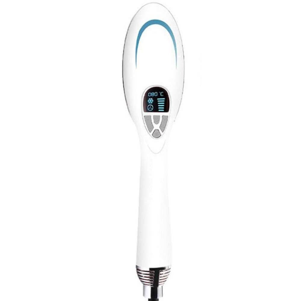 MWJK® Hair Straightener Brush Ceramic Heated Electric Straightening Comb Rapid Heating Professional Swivel 2-in 1 Ionic Hair Straightener Brush MCH Heating Hair Temperature Lock Function,White