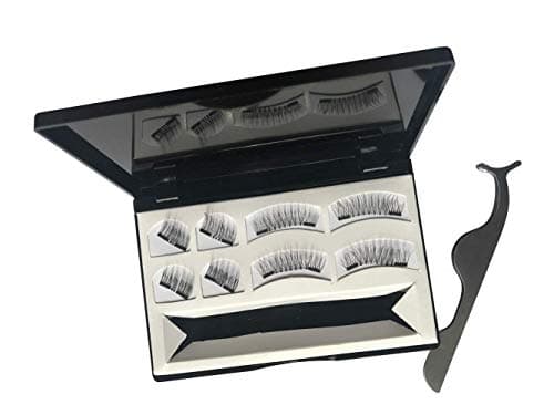 Premium Dual Magnetic Eyelashes Extension Set, Coco Makeup 0.2mm Ultra Thin Magnet, Light weight, Easy to Wear & Glue free–Best 3D Reusable Eyelashes with Tweezer (2Pair/8Pcs)
