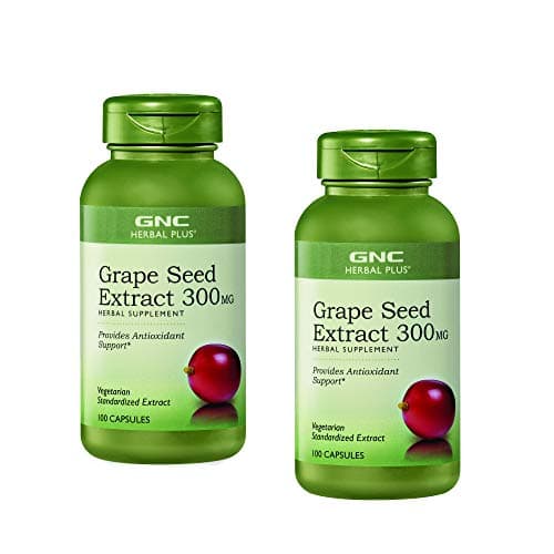 GNC Herbal Plus Grape Seed Extract 300mg, Twin Pack, 100 Capsules per Bottle, Antioxidant Support