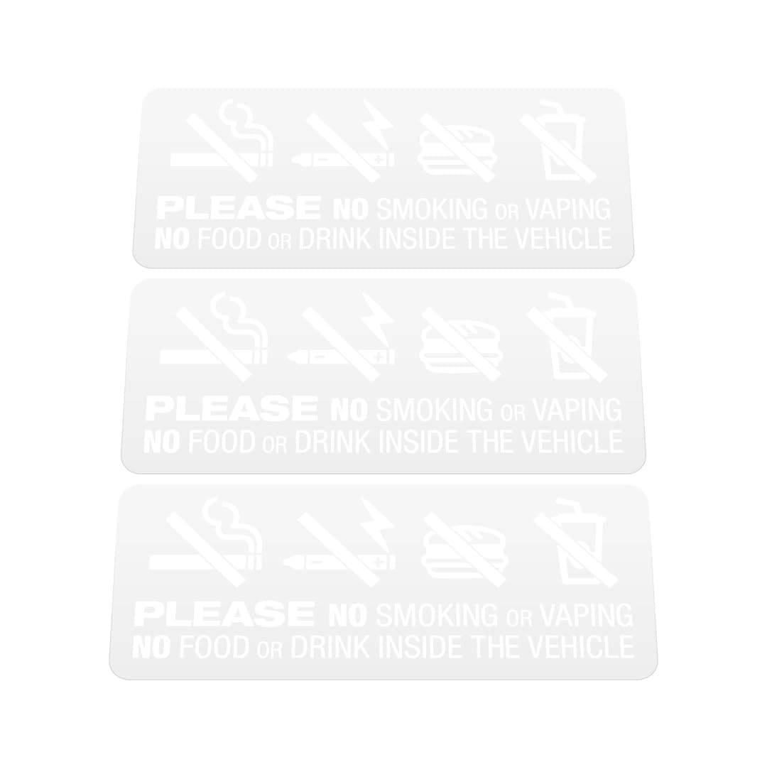 HastingsDesigner 3x NO SMOKING VAPING FOOD DRINK IN VEHICLE Notice Car Van Taxi Window Stickers