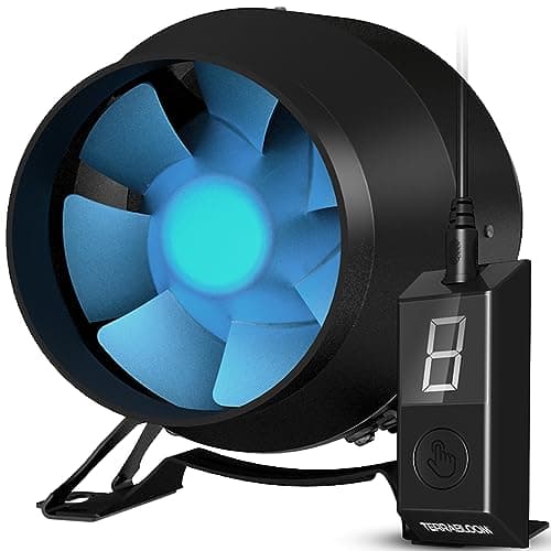 TerraBloom ECMF-100, 4 Inch Inline Fan with Digital Speed Controller for HVAC, Duct Ariflow Boosting, Grow Tent Exhaust and Filtration