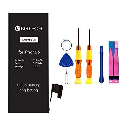 MEGTECH Replacement Battery Compatible with iPhone 5 with Toolkit and adhesive