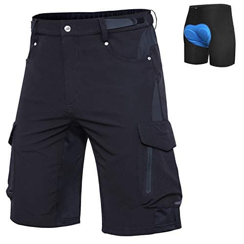 Ally Mens Mountain Bike Shorts 4D Padded Bike Shorts Baggy Cycling Biking Bicycle Biker Shorts Loose-fit with 6 Pockets