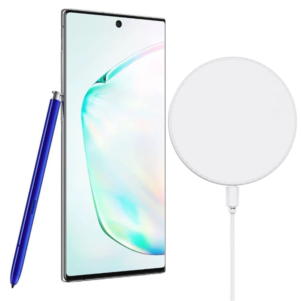 SAMSUNG Galaxy Note 10+ Plus (256GB, 12GB) 6.8" QHD+ AMOLED, Snapdragon 855, 4300mAh Battery, 4G LTE Fully Unlocked (T-Mobile, Verizon, Global) N975U1 (w/Wireless Charger Pad, Aura Glow)