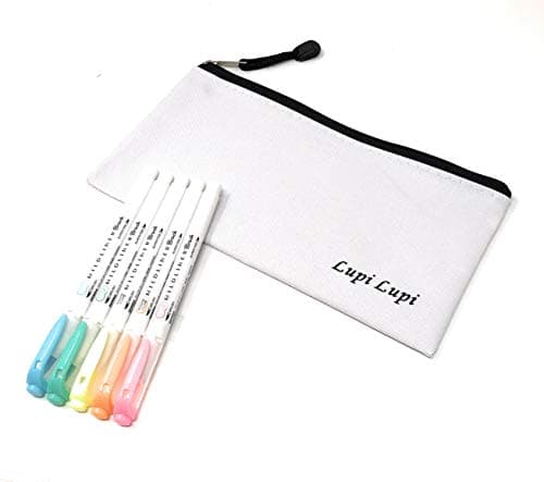 Zebra mildliner highlighters brush pens 5Color WFT8-5C (5-Color Set) With original pen case