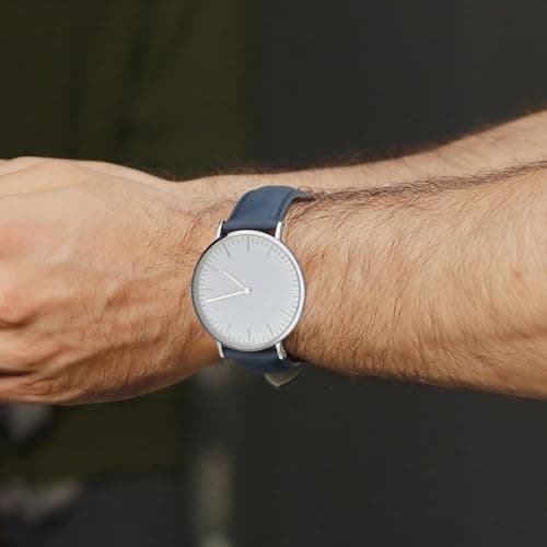 WOCCI Vintage Leather Watch Bands, Replacement Strap, Silver Stainless Steel Buckle, Choice of Band Width 14mm 15mm 16mm 17mm 18mm 19mm 20mm 21mm 22mm 23mm 24mm