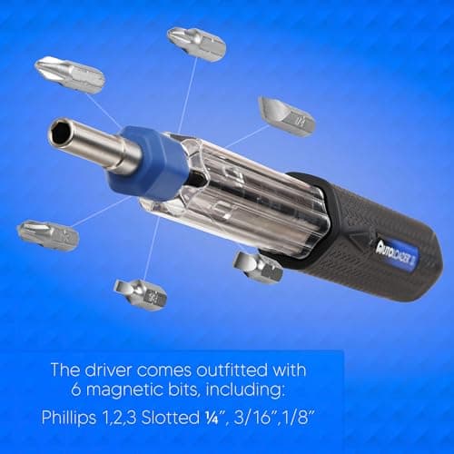 Screwdriver Multi Tool Magnetic | Multi-Bit Auto Loading Barrel Patented | Ergonomic Anti-Roll Handle with Rotating Collar | Industrial High-Grade Bit Set Bonus | Award Winning Design
