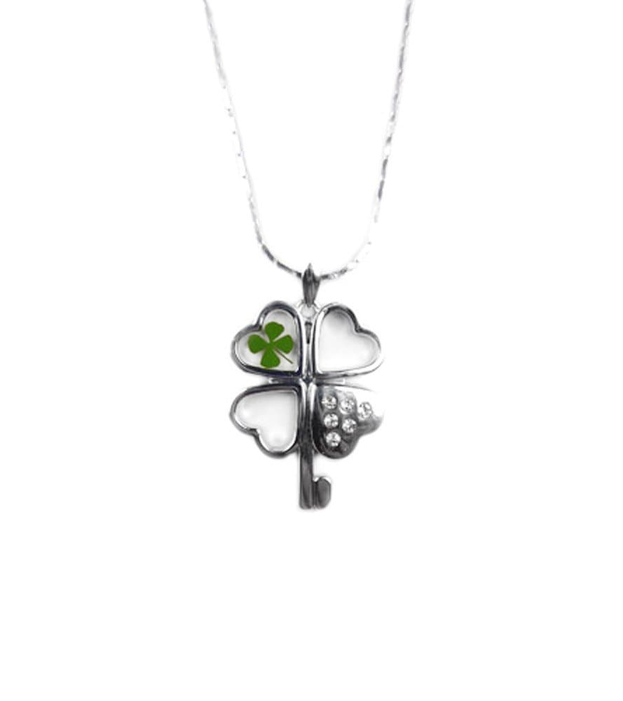 4 Leaf Clover: Heart Clover Key Pendent Necklace