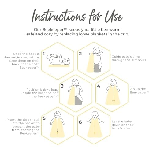 Burt's Bees Baby Baby Beekeeper Wearable Blanket, 100% Organic Cotton, Swaddle Transition Sleeping Bag, Hello Moon, Small