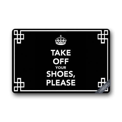 Colsprint Custom Take Off Your Shoes Doormat Cover Rug Outdoor Indoor Floor Mats Non-Slip Machine Washable Decor Bathroom Mats