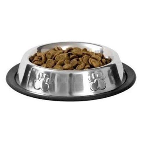 Small Dog Bowl - Food Bowl for Small Pets - Stainless Steel Metal - Non Skid