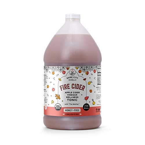 Fire Cider, Tonic, 128 oz (gallon), Honey-Free flavor, 256 Daily Shots, Apple Cider Vinegar, Whole, Raw, Organic, Not Heat Processed, Not Pasteurized, Not Diluted, Paleo, Keto, Whole 30.