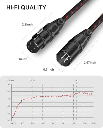XLR Cable Short, Microphone Cable 1 ft 6 Pack, Mic Cord Braided Balanced 3 Pin Connector Male to Female XLR for Mixer, XLR Speaker Systems ect