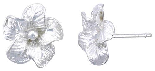 Sterling Silver Hawaiian Flower Post Earrings, 1/2 inch wide
