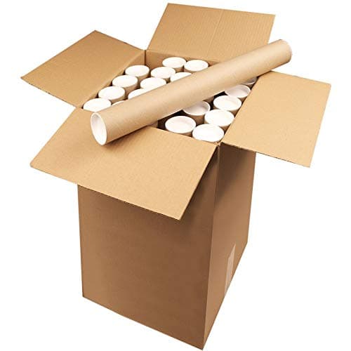 Cardboard Postal Tubes + Plastic End Caps Strong A2 460MM X 50mm Diameter - (100 Tubes)