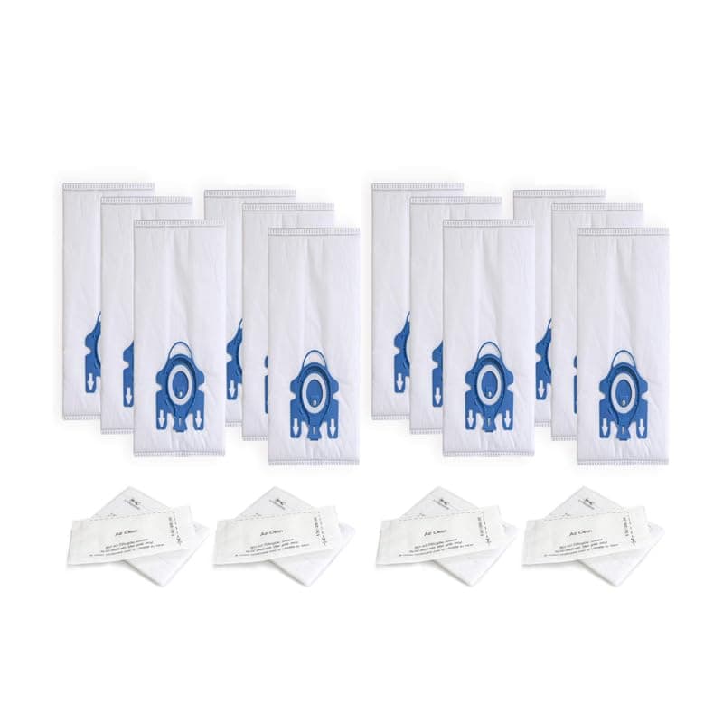 12 Pack 3D Dust Airclean Bags, Compatible with Miele GN Vacuum Bags, Replacement for Miele Classic C1 Complete C1, C2, C3, S400i S600 S2 S5 S8 Series, with 4 MP Filters, 4 AC Filters