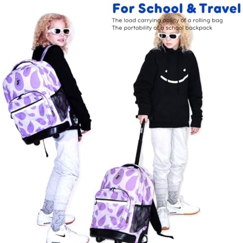 J World Sunrise Kids Rolling Backpack for Girls Boys. Roller Bookbag With Wheels For School