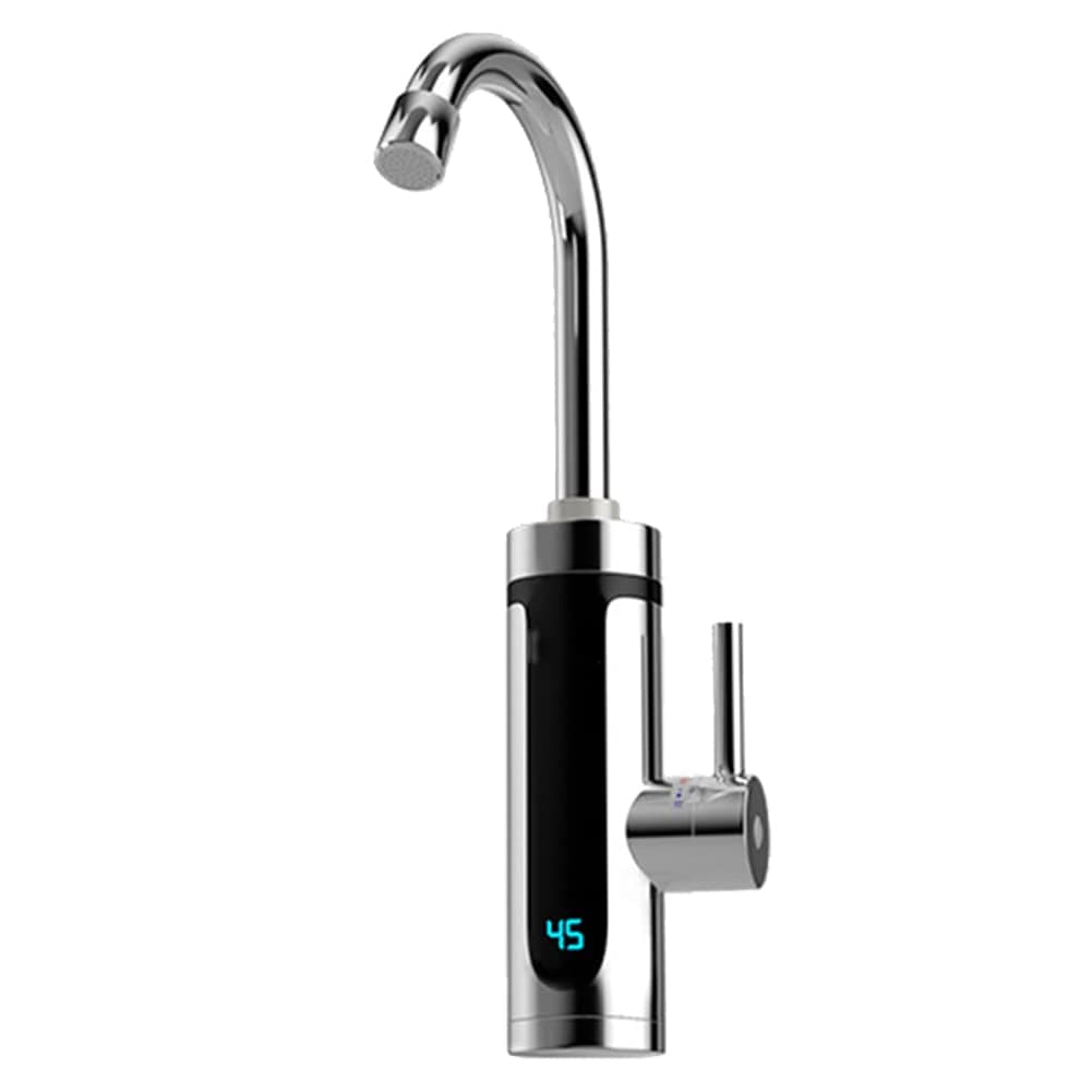 luoyipink220V Electric Instant Heater Tap, Stainless Hot Water Kitchen Tap, 360 Degree Rotate Cold and Hot Water Tap with LCD Display for Home Kitchen Bathroom,Silver