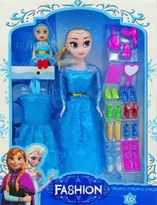 Pretty Doll for Girls | Cute Foldable Doll | Beautiful Doll Cute Doll Set for Girls Kids Age 3+ (ELSA-Blue)