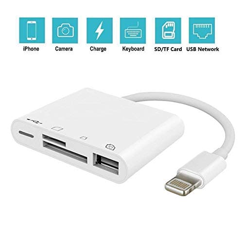 SD TF Card Reader Adapter,4 in 1 USB Camera Connection Kits,Trail Game Camera Viewer OTG Cable for iphone 11/11Pro/11Pro Mas/XS/XS MAX/XR/X/8plus for ipad series - No Need APP - Compatible with ios 13