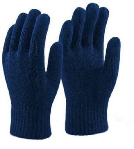 RBGIIT Seebuy Reusable Washable Hand Safety Home Kitchen Fire Cleaing Products Office Regurler Uses Cotton Knitted Seamless Cotton Knitted Gloves, 9 inch (Nevi Blue)