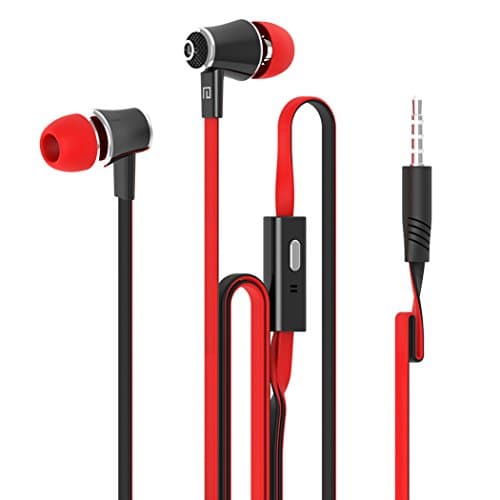 Dastone 3.5mm Noise Isolating Bass in-Ear Stereo Earphones Earbuds Headset,Headphones with Remote Control & Microphone for Smartphones Tablets Laptops Earphone Andriod iOS (Red)